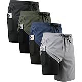 Veldtholos 4 Pack Men's 2 in 1 Athletic Running Shorts with Liner Gym Workout Sport Shorts with Pockets A L