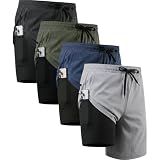 Veldtholos 4 Pack Men's 2-in-1 Athletic Running Shorts with Liner L