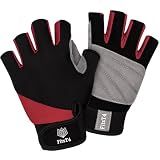 FitsT4 Sports Half Finger Padded Palm Gloves for Diving, Sailing, Jet Skiing, Stand-UP Boarding, Kayaking and Water Skiing, Suitable for Men&Women&Youth Red L