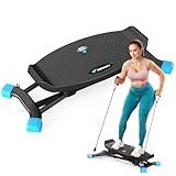 MERACH Balance Board for Adults, Rocking Stepper with Resistance Bands, Portable Wobble Board Featuring LCD Monitor, 300 lbs Capacity Ski Balance Trainer for Full Body Workout at Home Gym