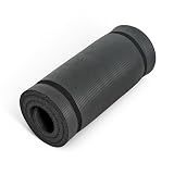 CAP 1" Extra Thick Yoga Mat, Exercise & Workout Mat with Strap, Black