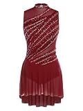 Winnrchan Women Lyrical Dance Costume Figure Skating Dresses Burgundy Small