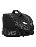 Harrison Howard Equestrian Helmet Bag – Protective Riding Helmet Case with Shoulder Strap, 600D Waterproof Fabric, Ventilated Design, Horse Riding Gear Storage for Travel & Schooling Black