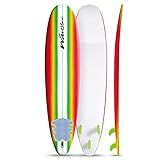 Wavestorm 8ft Surfboard // Foam Wax Free Soft Top Longboard for Adults and Kids of All Levels of Surfing, Multicolor