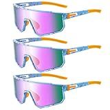 Kingdder 3 Pcs Baseball Ice Cream Drip Sunglasses for Youth Sport Sunglasses for Softball Cycling Baseball Golf