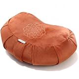 Hihealer Premium Crescent Meditation Cushion, Ergonomic Buckwheat Hull Floor Pillow for Adults, Comfortable Yoga Bolster for Meditation & Floor Sitting (Orange)