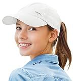 Sukeen Lightweight Kids Baseball Caps for Boy Girls, UPF50+ Kids Sun Hat Quick-Dry Youth Performance Hat for Outdoor Activity White