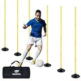 SEAOTTER Soccer Agility Poles Set, 4/6/10 Pcs 6FT Detachable Sports Trainning Speed Poles Slalom Poles with Rubber Base, Agility Training Equipment for Football, Rugby, Basketball, Indoor & Outdoor