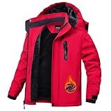 QMP Boys Winter Coat Jackets Snow Suit for Kids Rain Fleece Warm Waterproof Insulated Softshell Ski Snowboard Jackets for Girls Windproof with Zip Pockets Hoode Red 10-12