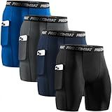 Niksa 4 Pack Compression Shorts Men with Pocket, Spandex Running Shorts Sport Athletic Workout Performance Underwear