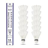 ZHENAN Goose Feather Badminton Shuttlecocks,12 Pack Feather Badminton Birdies-Hight Speed Training Birdie Ball for Indoor and Outdoor Matches,Highly Stable & Durable Shuttle Balls