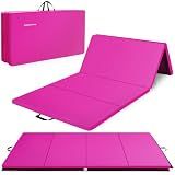 BalanceFrom All Purpose 4'x10'x2" Extra Thick High Density Anti Tear Gymnastics Gym Folding Exercise Aerobics Mats (Pink)