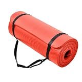 BalanceFrom GoCloud All-Purpose 1-Inch Extra Thick High Density Anti-Tear Exercise Yoga Mat with Carrying Strap (Red)
