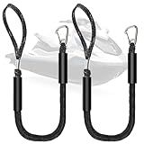 Five Oceans 4Ft PWC Dock Line, Bungee Dock Lines for Boats with 316 Stainless Steel Clips, 2-Pack, Black - Mooring Rope for Boats, Jet Ski, Kayak, Watercraft & Canoe - FO5044