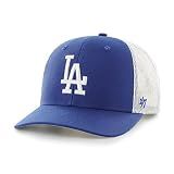 47 MLB Team Color Primary Logo Mesh Trucker Snapback Adjustable Hat Cap, Adult One Size Fits All - Los Angeles Dodgers Blue