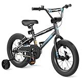67i Boys Bikes for Ages 5-8 - 12/14/16 Inch Kids BMX Style Bike with Training Wheels, Dual Brakes & Night Safety Reflectors (Black Blue, 14 inch)