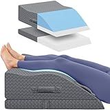 ComfyInLove Elevation Pillows for Leg After Surgery, Memory Foam Adjustable Wedge Pillow for Injury or Rest, Ankle Pillow for Sleeping Blood Circulation Grey/Double Leg