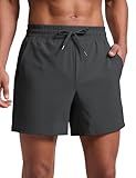 CRZ YOGA Men's Linerless Workout Shorts 5'' - Lightweight Quick Dry for Running Sports Athletic Gym with Pockets Ink Gray Medium