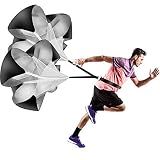 Running Parachute Pack of 2-56 Inch Speed Resistance Chute - Adults (Black)