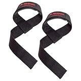 Harbinger Padded Cotton Lift Straps, Black - Soft, Supportive Neotek Wrist Pads - 21.5" Length, 1.5" Width - Reinforced Edges & Heavy-duty Stitching - Cushions Wrists for Lifting Support