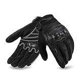 IRON JIA'S Motorcycle Gloves for Men and Women - Motorbike Powersports Racing Gloves with Hard Knuckle Touchscreen for BMX ATV MTB Riding (Black L)