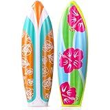 JellyArch 4 Pcs Inflatable Surf Board 36 Inch Inflatable Pool Floats Luau Hawaiian Party Decorations Tropical Flower Blow up Surfboard for Wall Beach Party Decorations