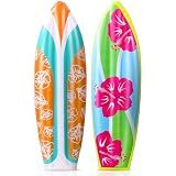 JellyArch 4 Pcs Inflatable Surf Board 36 Inch Inflatable Pool Floats Luau Hawaiian Party Decorations Tropical Flower Blow up Surfboard for Wall Beach Party Decorations