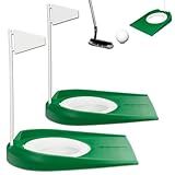 opasyo Putting Green Indoor Set 2pcs Golf Putting Cup with Flag,Golf Putting Cup for Kid Adult Office Garage Yard Indoor Outdoor Practice,Training Aids Putting Greens Cups and Flags (Green)