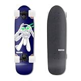 HORIZON BLUE Dinghy Classic Cruiser Skateboard Complete - 28.5" Lightweight Commuter/Soft 63mm Wheels & Maple Deck(Laserskull)