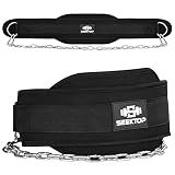 Seektop Dip Belt With Chain for Weightlifting - Neoprene Waist Belt for GYM Workout, Pull Ups, Crossfit, Weight Lifting, Squat, Training, Fitness - for Men & Women