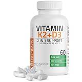 Bronson Vitamin K2 D3 (MK7) Supplement 2-in1 D3 & K2 Complex, 60 Capsules