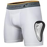 Champro Compression Boxer Short with Cup - Polyester/Spandex, Adult X-Large, White