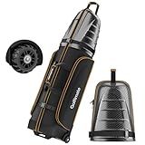 Golf Travel Bags for Airlines with Carbon Fiber Hard Top (Black Gold)