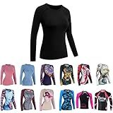 Roar Women MMA Rash Guard BJJ Grappling Training Rash Guard Long Sleeve No-Gi MMA Fight Gear Shirt (Black, Large)