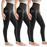 Walifrey Leggings with Pockets for Women 3 Pack, High Waist Womens Leggings (Black LXL)