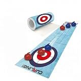 47.2" x 11.8" Tabletop Curling Game, Portable Roll Up Table Curling Set with 6 Weighted Stones, Mini Curling Board Game for Adults, Friends Gatherings, Office Stress Relief, Indoor Outdoor Travel Fun