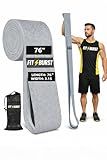 76" Premium Fabric Resistance Bands – Extra Long Non-Slip Stretch Bands for Exercise, Yoga & Physical Therapy – No Pinching & Snapping – Durable 3" Wide Extra Long Workout Strap for Pilates (Grey)