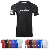 Gold BJJ Foundation Rash Guard - Ranked No-Gi and Gi Jiu Jitsu Rashguard (Short Sleeve, Black, 4XL)