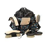 Weaver Leather Horse Grooming Kit, 7-piece Horse Brush Set with Organizer Tote Bag, Equine Care, Horse Tack Room Equipment, Grooming Horse Supplies
