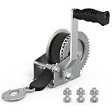 WINSBULL Boat Trailer Winch for Trailers, 1600 LB Heavy Duty Hand Manual Winch with 26FT Strap & Hook, Boat Accessories for Boat and Jet Ski Trailer