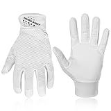 HANDLANDY Baseball Batting Gloves for Adult Youth, Grip Breathable Softball Batting Gloves Fit Men Kids Boys Girls (White-Adult, Adult Large)