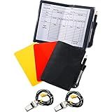 Blulu 2 Sets Soccer Referee Card Kit Red Yellow Double Cards with 2 Metal Referee Whistles, 2 Scorebooks and 2 Pencils for Football Volleyball Rugby Matches Training
