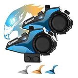 Motorcycle Intercom Headset, Moman H2E Eagle-Like Communication System with Dual Chips for Audio Multitasking HiFi Sound/Music Sharing/FM/AI Voice (2Pack), Motorcycle-Intercom-Helmet-Headset-Headphone