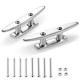 KAHACIYO Boat Cleat Open Base Boat Cleat 4 inch, Dock Cleat 316 Stainless Marine Grade Steel, Highly Polished Include Installation Accessories Screws