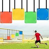 TOBWOLF 4-Piece Soccer Goal Target Set with Adjustable Straps, Square Targets (12" Sides) in Red, Green, Blue, Yellow, TPE Material for Soccer, Lacrosse, Hockey, Baseball Training