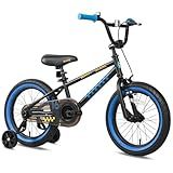 Glerc NuNu Kids Bike, 16 Inch Boys Bike for 4-7 Years Old Children, BMX Style Kids Bicycle with Training Wheels & Coaster Brake, Black and Blue