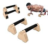 2 PCS Wooden Parallettes Bars, Wood Push Up Bars Calisthenics Equipment with Non-Slip Base, Pushup Handles Fitness Blocks for Men and Women Strength Training-10 Inch