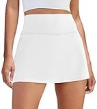 DLOODA Womens Skort Tennis Skirt with Pocket Shorts Mini Golf Skirts High Waisted Athletic Skorts Summer Workout White