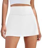 DLOODA Womens Skort Tennis Skirt with Pocket Shorts White