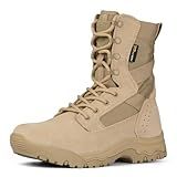 FREE SOLDIER Men's Work Tactical Boots 8 Inches Lightweight Combat Boots Durable Suede Leather Military Boot Desert Boot(Tan 10)